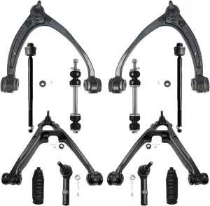 12pc Front End Suspension Kit,Compatible with GMC Silverado Sierra Yukon XL Suburban 1500 Tahoe Avalanche Cadillac Escalade ESV EXT 4 Control Arms w/Ball Joints 4 Tie Rods 2 Sway Bars 2 Boots