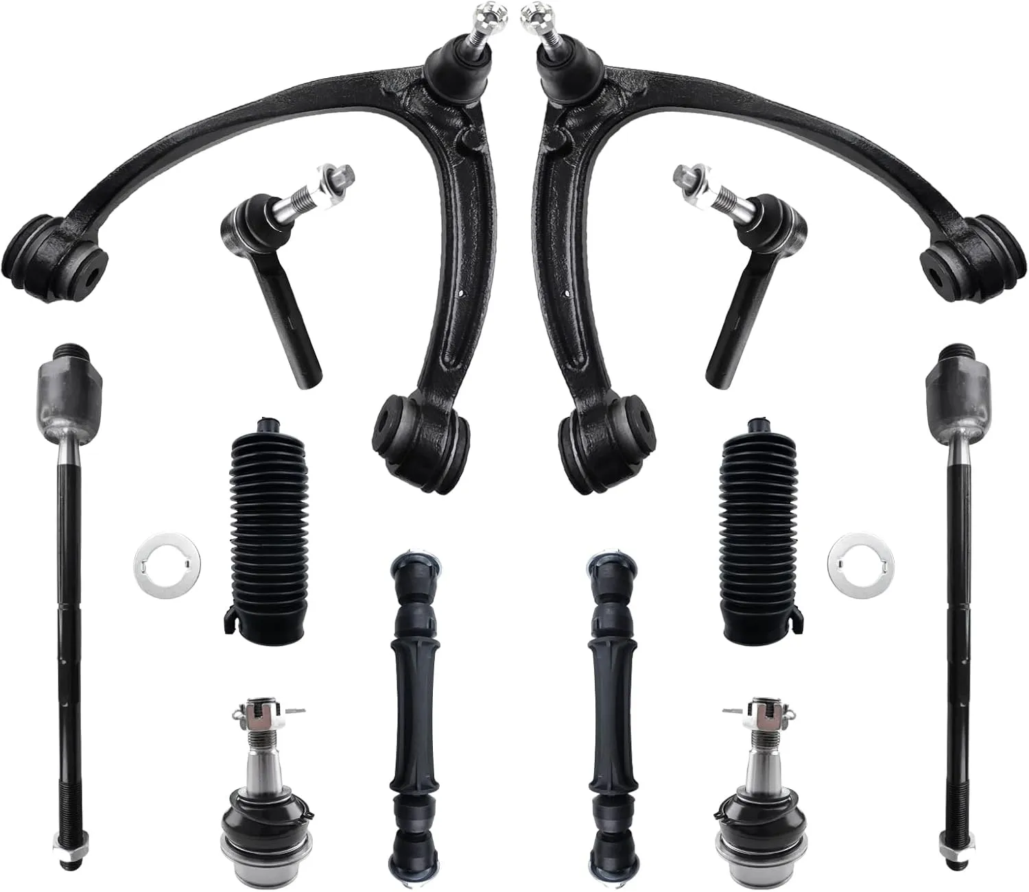12pcs Suspension Kit Front Control Arm Ball Joint Sway Bar Tie Rod End Link Boots Replacement for Chevy Avalanche Silverado1500 Suburban 1500 Tahoe/Cadillac Escalade/GMC Sierra 1500 Yukon