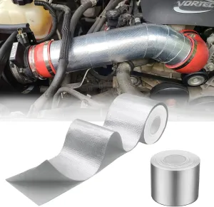 2 Rolls High-Temp Heat Shield Tape Reflective Adhesive Backed Roll Thermal Barrier Foil Tape Self-Adhesive Heat Resistant Tape Cool Tapes for Hose and Auto (Silver, 2 Inch x 32.8 ft)