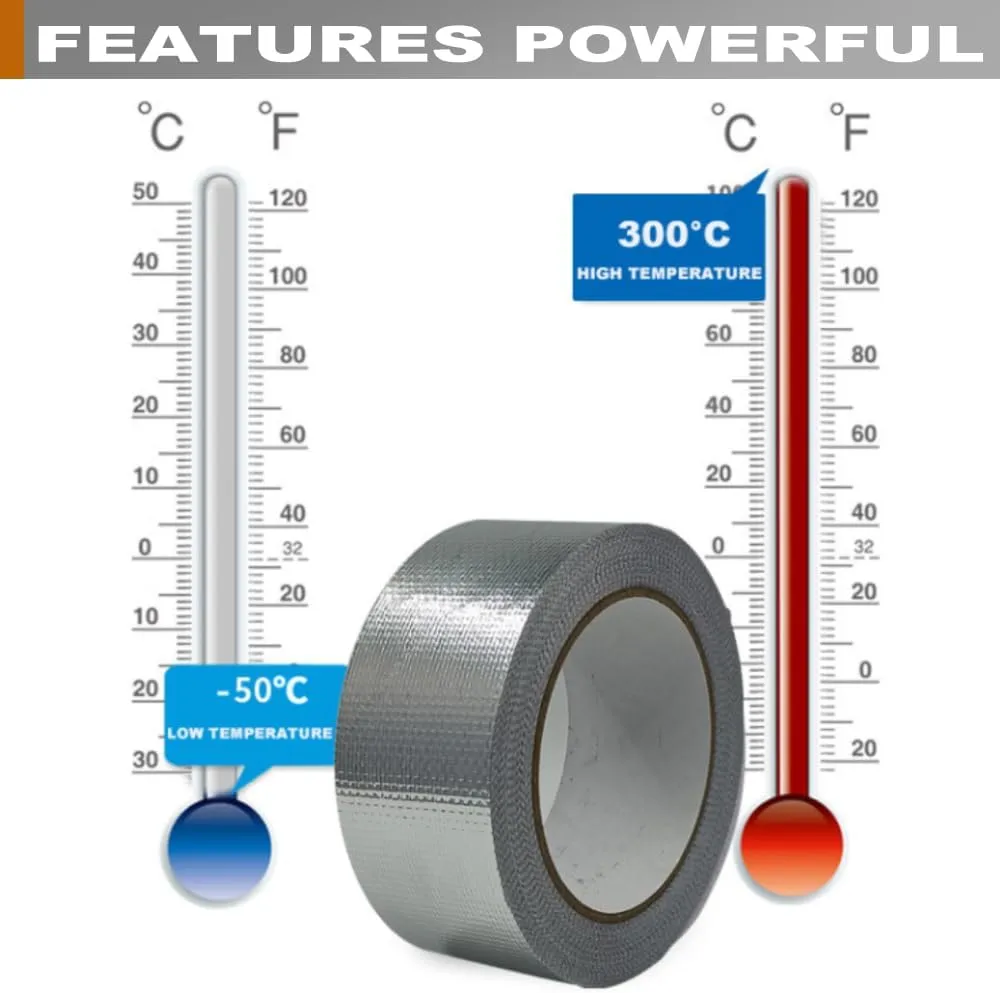 2 Rolls High-Temp Heat Shield Tape Reflective Adhesive Backed Roll Thermal Barrier Foil Tape Self-Adhesive Heat Resistant Tape Cool Tapes for Hose and Auto (Silver, 2 Inch x 32.8 ft)