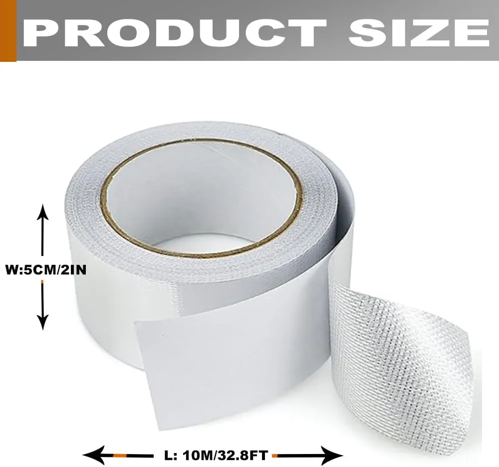 2 Rolls High-Temp Heat Shield Tape Reflective Adhesive Backed Roll Thermal Barrier Foil Tape Self-Adhesive Heat Resistant Tape Cool Tapes for Hose and Auto (Silver, 2 Inch x 32.8 ft)