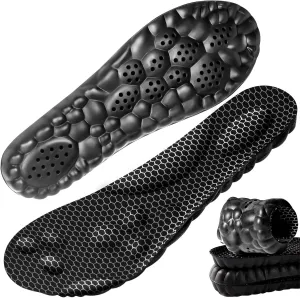 4D Cloud Soles Insoles Memory Foam Sport Women and Kids Shock Absorption Insole Shoe Sole Inserts Foot Pain Relief Arch Support Work Boot Insole (Black, X Men 10~10.5 /Women 11.5(10.8 in))