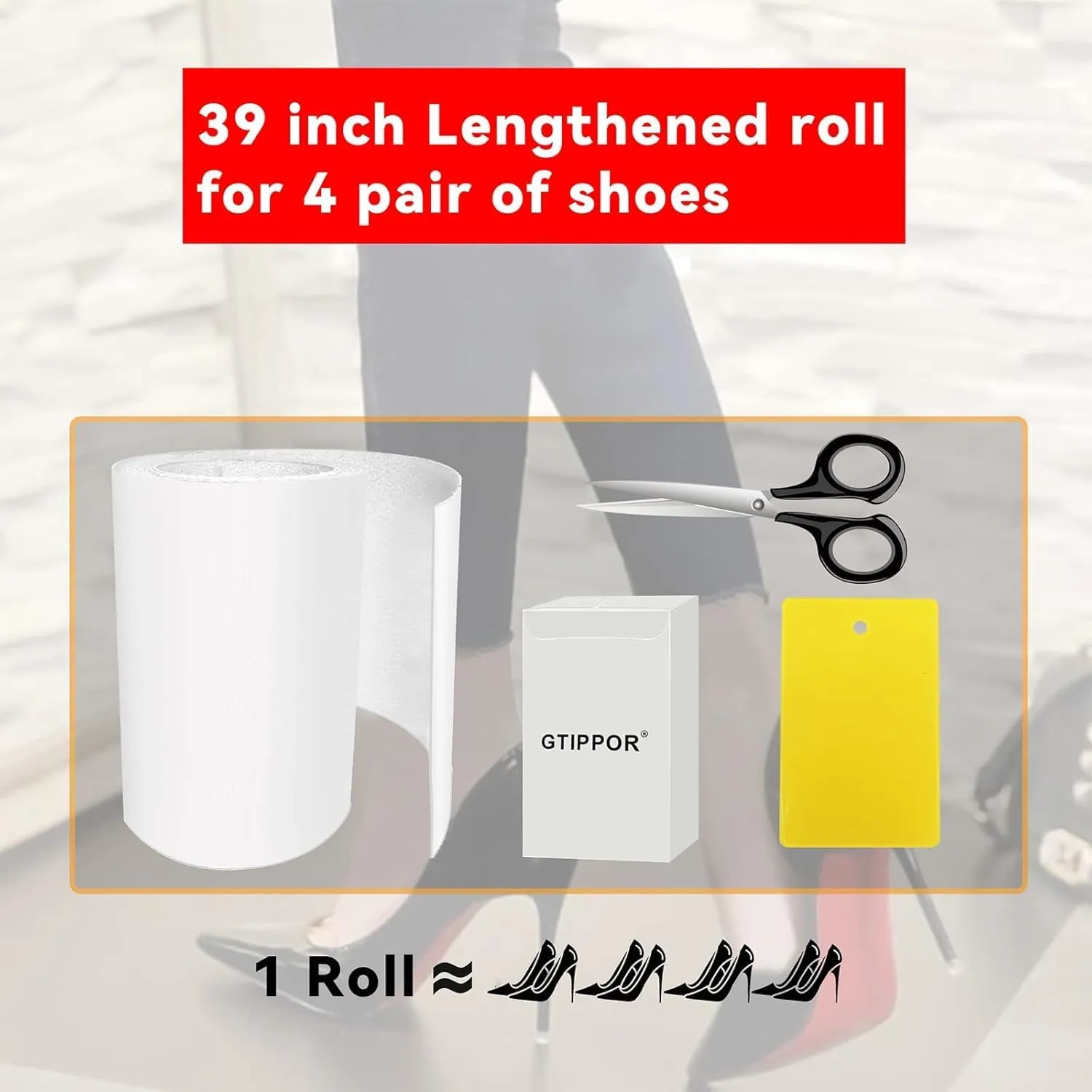 8 Pack Sole Protector for 4 Pairs High Heel Shoes Red Bottom Sole Sticker – Anti-Slip Shoe Sole Protectors for Louboutin (39x4 Inch)