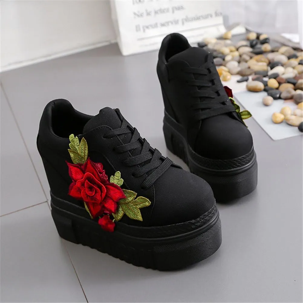 ACE SHOCK Women Fashion Platform Sneakers High Hidden Heel Wedge Walking Shoes Brides Wedding Shoes