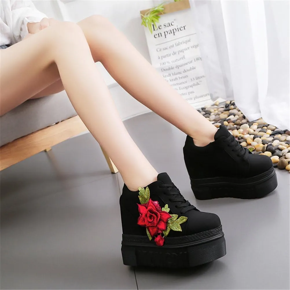 ACE SHOCK Women Fashion Platform Sneakers High Hidden Heel Wedge Walking Shoes Brides Wedding Shoes