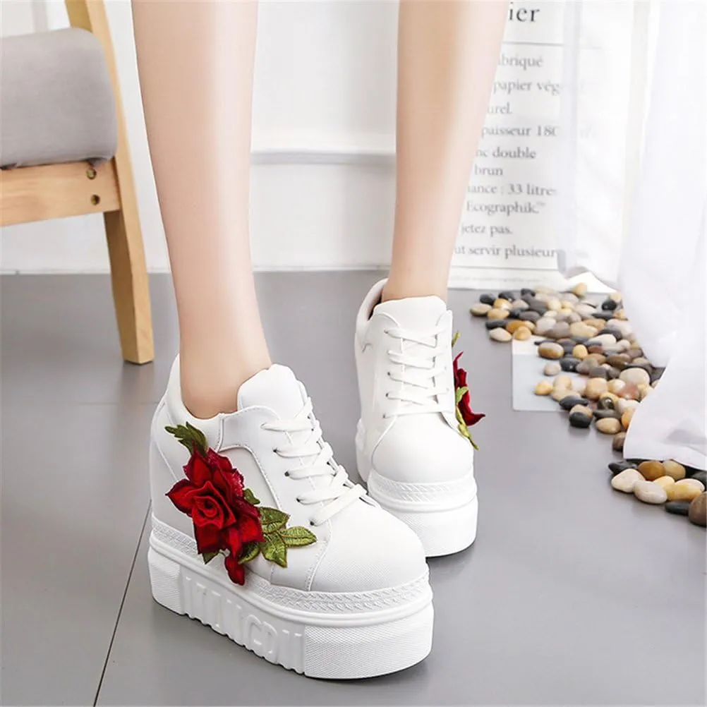 ACE SHOCK Women Fashion Platform Sneakers High Hidden Heel Wedge Walking Shoes Brides Wedding Shoes