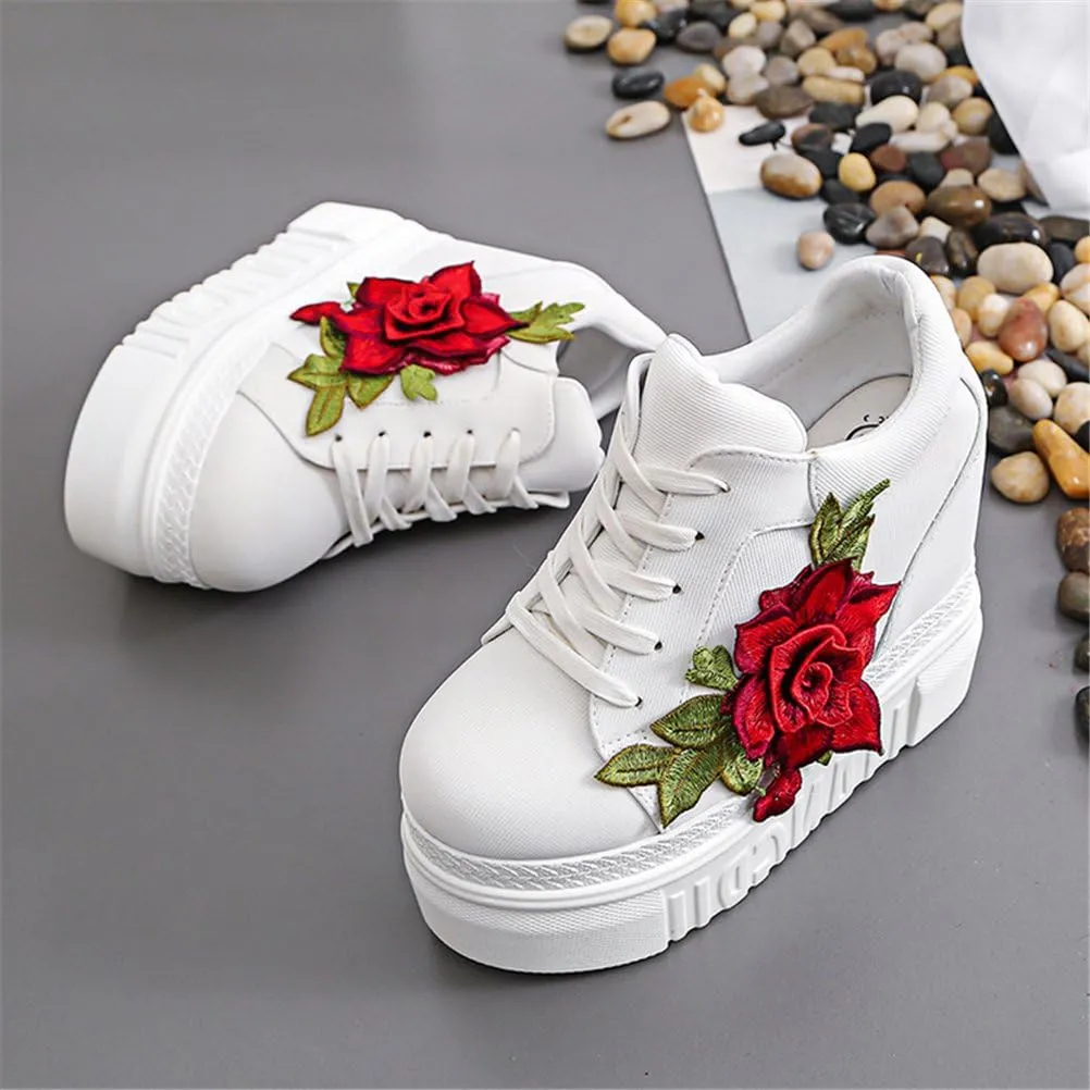 ACE SHOCK Women Fashion Platform Sneakers High Hidden Heel Wedge Walking Shoes Brides Wedding Shoes