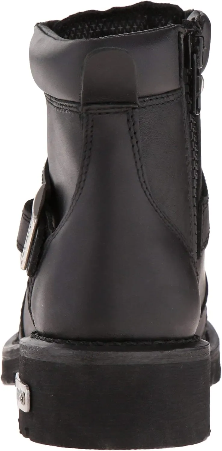 Ad Tec Women's 6 in Lace Up Heels Side Zipper Grain Leather Motorcycle Boots, Black - Soft Toe, Belt Buckle Closer, Oil Resistant Outsole