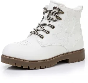 Ahannie Boys Girls Boots Kids Combat Ankle Boots Embroidered Stylish Fall Shoes with Side Zipper(Toddler/Little Kid/Big Kid)