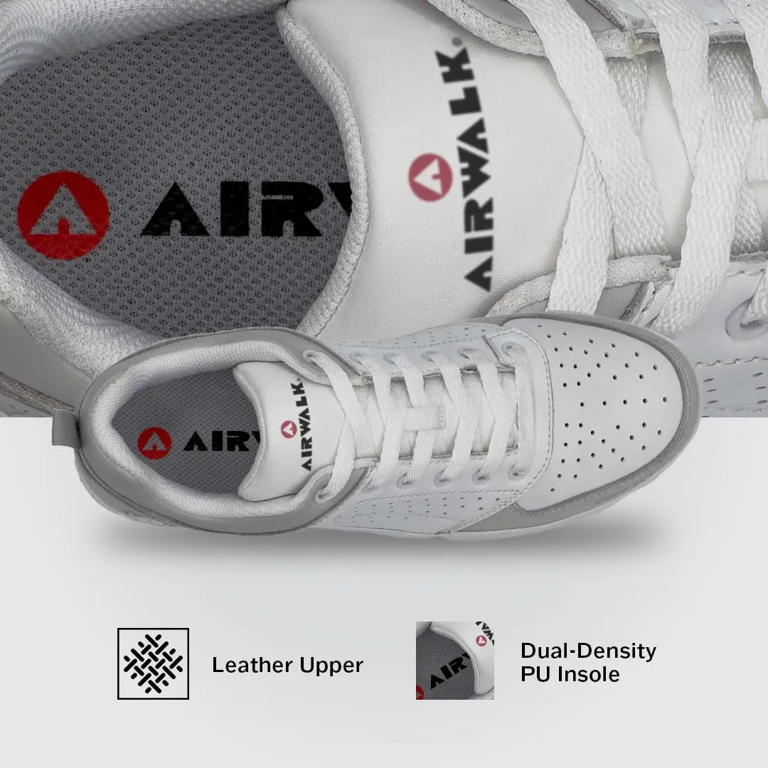 Airwalk Arena Low Top Composite Toe Men’s Industrial Work Shoes, White/Grey, Size 11, Wide, Comfortable & Light Work Shoes for Men, Electric Hazard, Slip Resistant