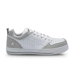 Airwalk Arena Low Top Composite Toe Men’s Industrial Work Shoes, White/Grey, Size 11, Wide, Comfortable & Light Work Shoes for Men, Electric Hazard, Slip Resistant