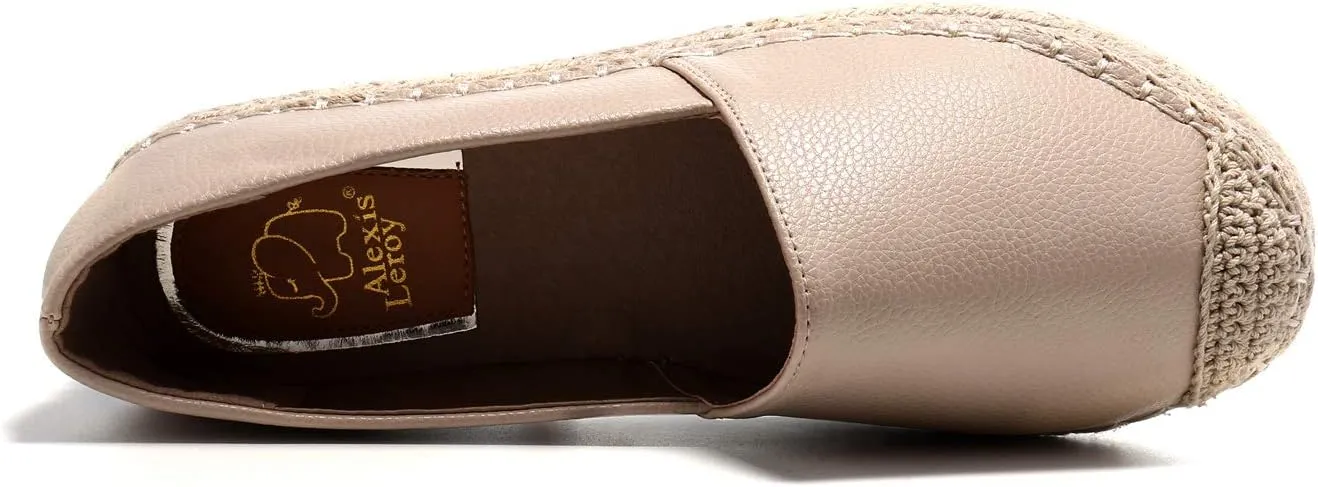 Alexis Leroy Women Closed Toe Slip On Casual Espadrilles Loafer Flat Comfort Shoes