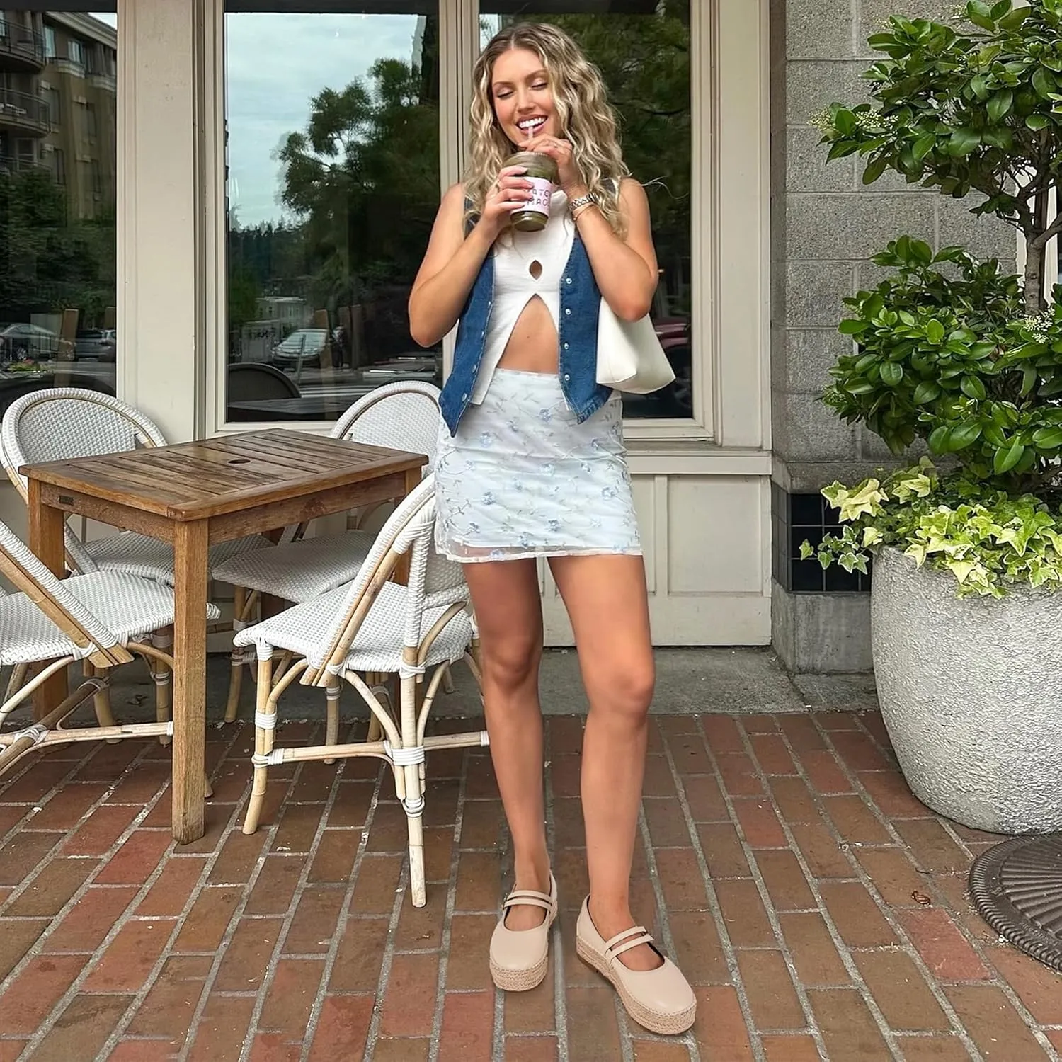 AMINUGAL Mary Jane Flats Women Comfort Round Toe Platform Mary Janes for Women Dressy Woven Platform Espadrilles for Women Casual Cute School Work Mary Jane Shoes