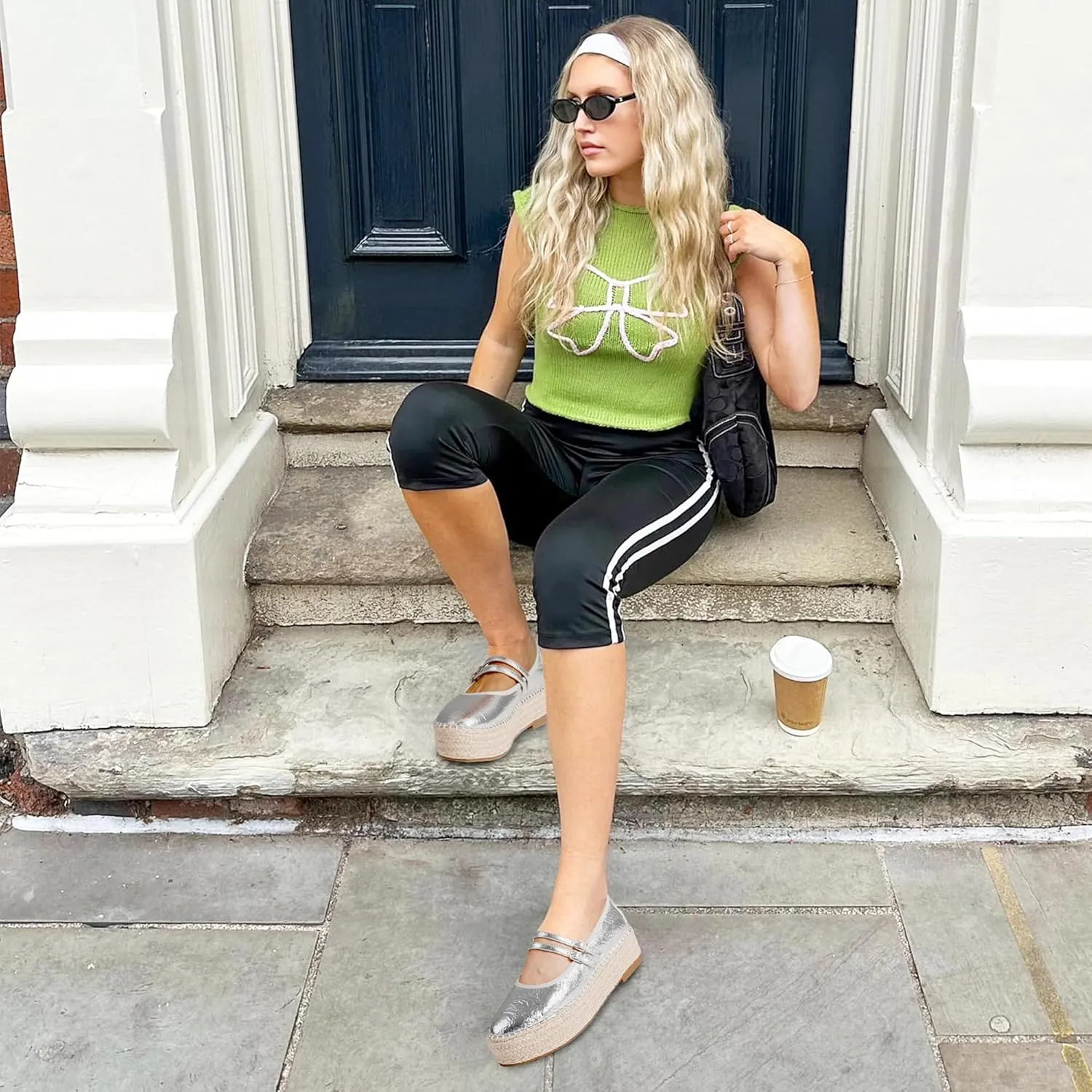 AMINUGAL Mary Jane Flats Women Comfort Round Toe Platform Mary Janes for Women Dressy Woven Platform Espadrilles for Women Casual Cute School Work Mary Jane Shoes