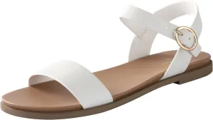 Ankis Flat sandals for Women Open Toe Comfy Women's Flats Tan Black White Sandals for Dressy Work Daily