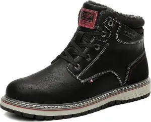 ARRIGO BELLO Mens Winter Boots Snow Casual Booties Warm Fur Mesh Lined Ankle Outdoor Lightweight Non-Slip Trekking Walking Leather Shoes