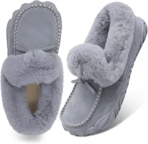 BARERUN Womens Moccasin Snow Boots Warm Winter Boots Ankle Boots for Women Outdoor Fur Lined Womens Shoes Slippers