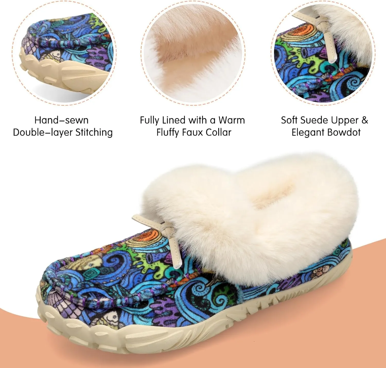 BARERUN Womens Moccasin Snow Boots Warm Winter Boots Ankle Boots for Women Outdoor Fur Lined Womens Shoes Slippers