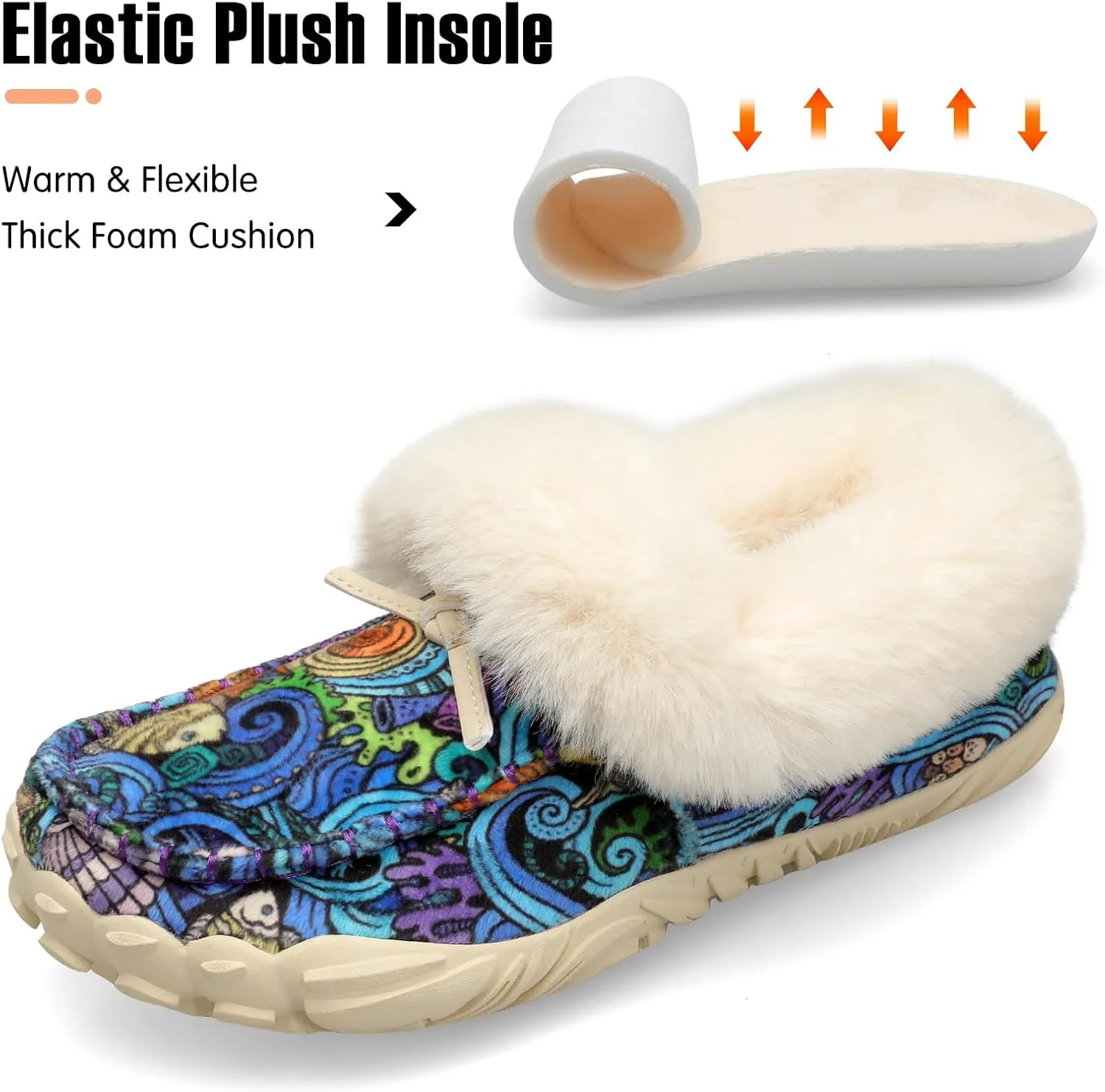 BARERUN Womens Moccasin Snow Boots Warm Winter Boots Ankle Boots for Women Outdoor Fur Lined Womens Shoes Slippers