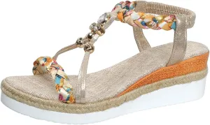 Beach Sandals for Women Low Heel Wedge Open Toe Ankle Strap Summer Shoes for Beach Holiday Comfortable Dressy Shoes