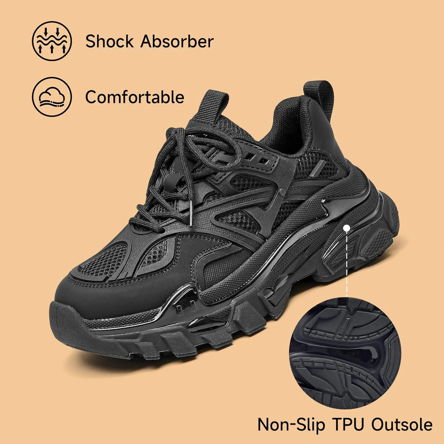 BEAU TODAY Chunky Sneakers for Women, Fashion Platform Sneakers Dad Shoes for Women, Casual Lace-up Walking Shoes