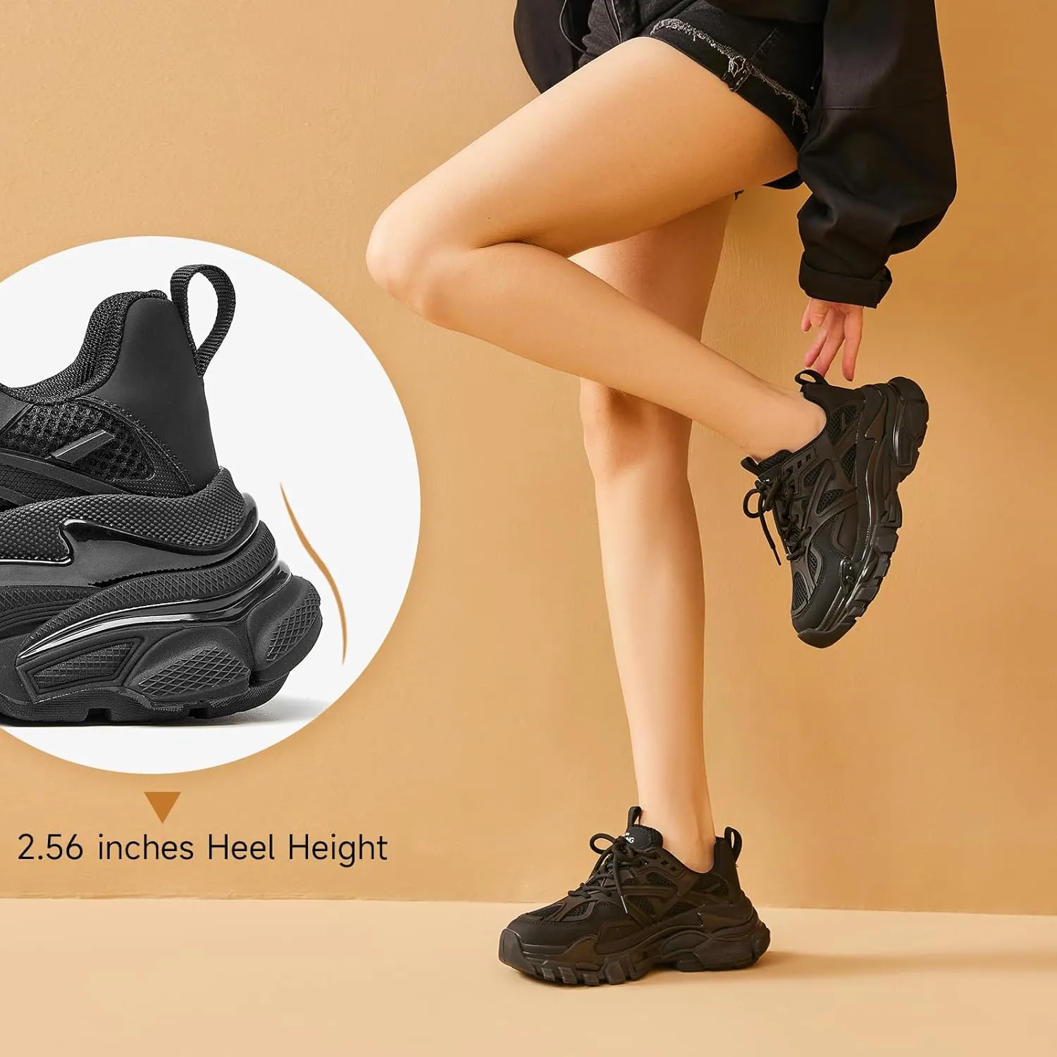 BEAU TODAY Chunky Sneakers for Women, Fashion Platform Sneakers Dad Shoes for Women, Casual Lace-up Walking Shoes