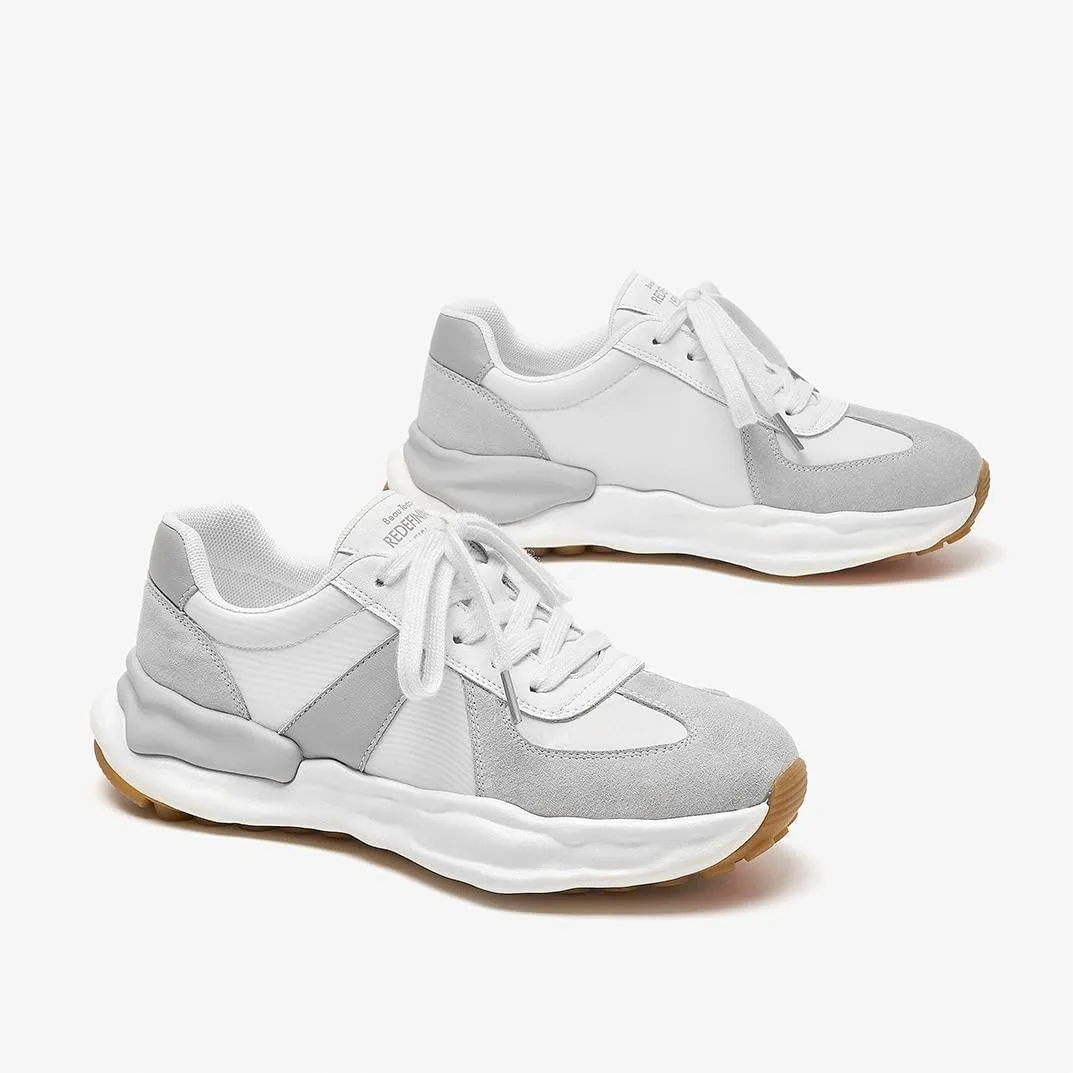 BEAU TODAY Sneakers for Women Genuine Leather Patchwork Casual Walking Shoes Retro Non-Slip Comfortable Lightweight Breathable Tennis Running Shoes