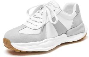 BEAU TODAY Sneakers for Women Genuine Leather Patchwork Casual Walking Shoes Retro Non-Slip Comfortable Lightweight Breathable Tennis Running Shoes