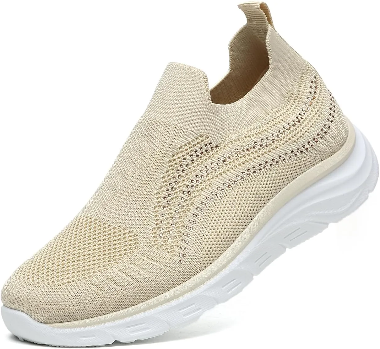 Bernal Women's Walking Shoes Casual Lace Up Lightweight Work Shoes Fashion Breathable Rhinestone Sparkle Sneakers Workout Gym Shoes