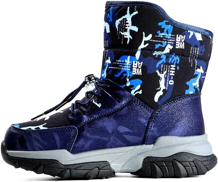 Big Boys Girls Snow Boots Big Kids Snow Boots Big Kids Winter Boots,Cold-weather Boots Mid Calf Snow Boots Waterproof Slip Resistant Outdoor Boots for Big Kids(size 3/4/5/5.5/6.5/7)