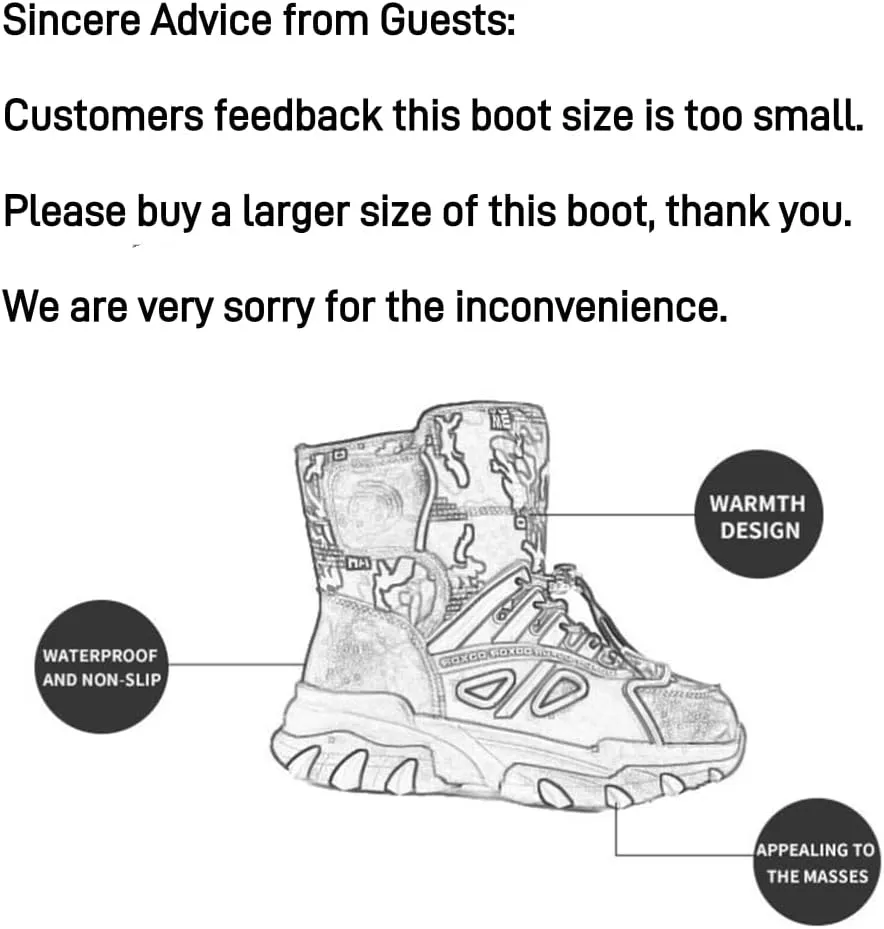 Big Boys Girls Snow Boots Big Kids Snow Boots Big Kids Winter Boots,Cold-weather Boots Mid Calf Snow Boots Waterproof Slip Resistant Outdoor Boots for Big Kids(size 3/4/5/5.5/6.5/7)