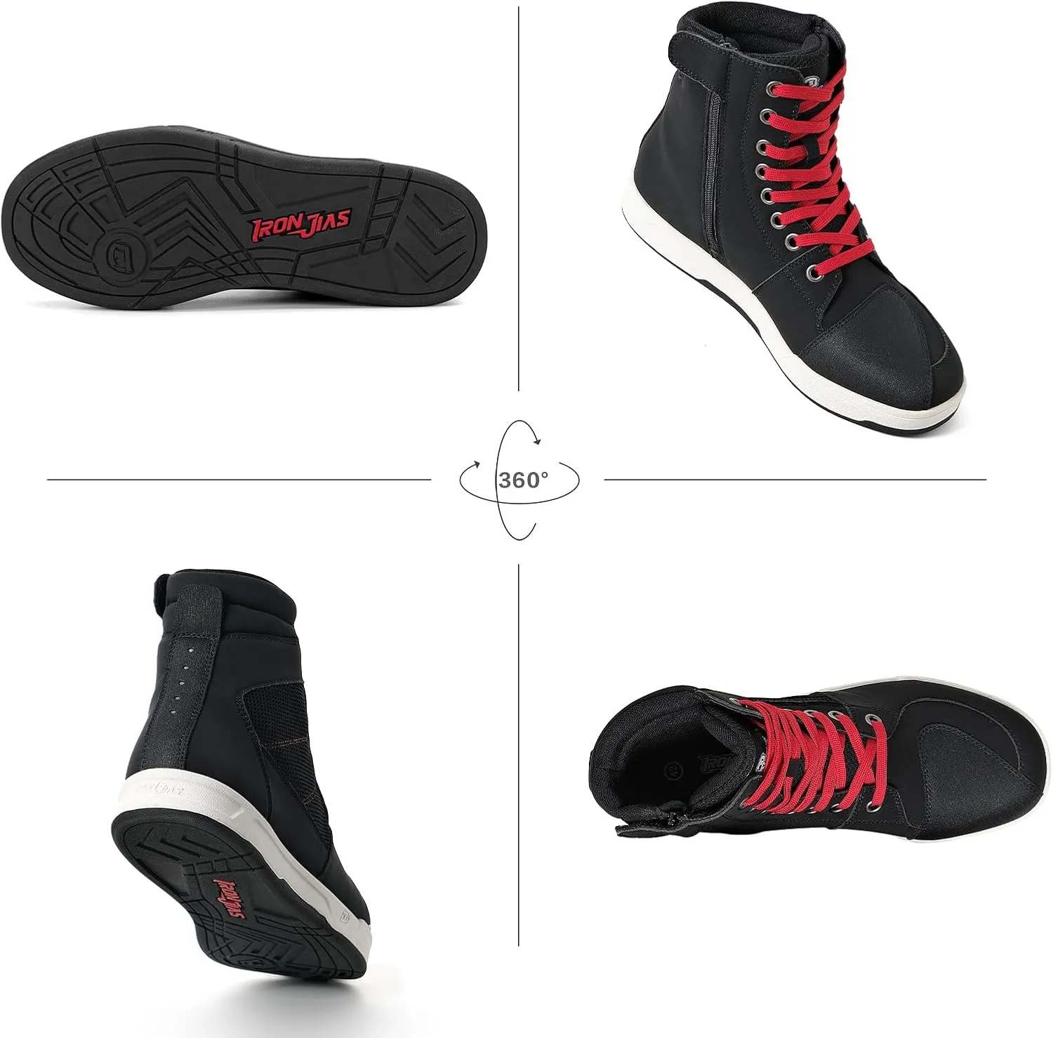 BORLENI Motorcycle Riding Shoes Road Street Motocross Protective Boots for Men, Casual Breathable Powersports Shoes Black
