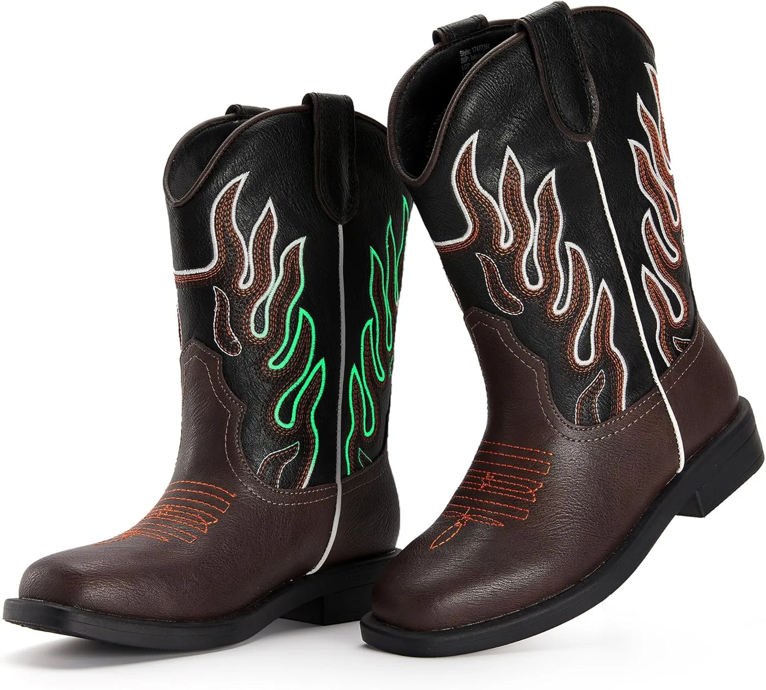 Boys Cowboy Boots Toddler Girls Cowgirl Boots Glow In The Dark Little Big Kid Western Glitter Mid Calf Embroidered Pull On Low Heel All Seasons Unisex-Child Comfortable Party Birthday Dress Up Dance