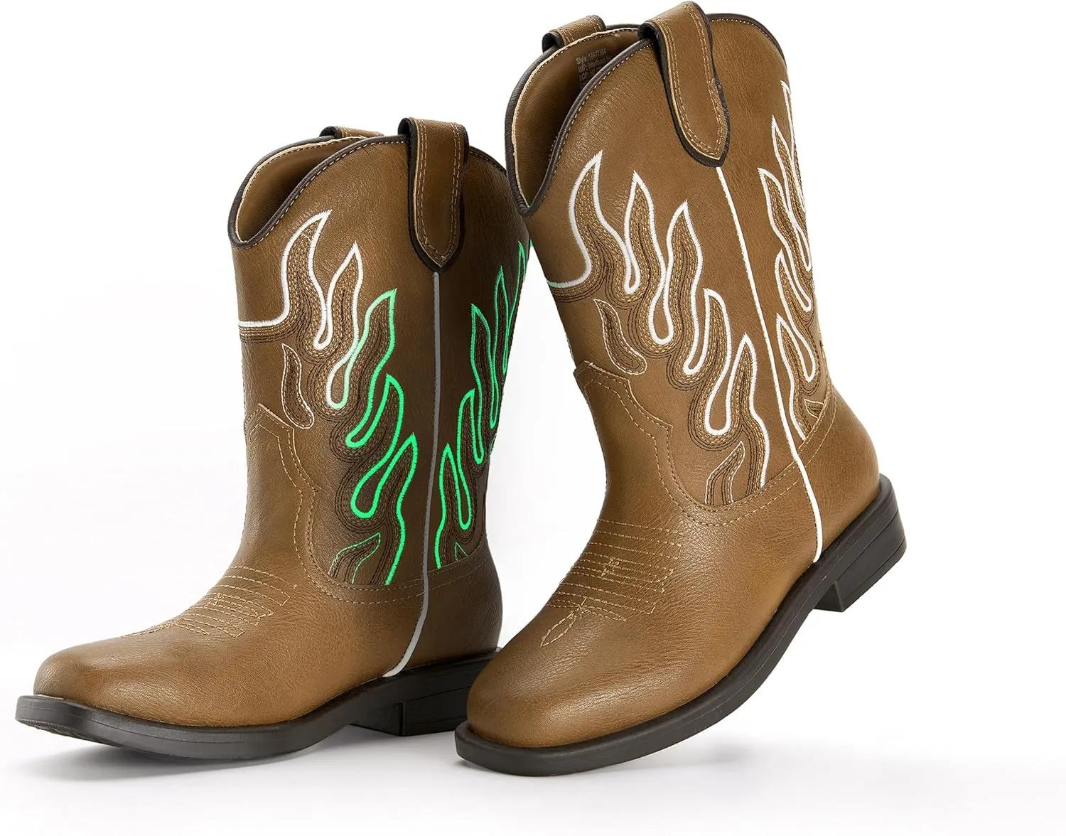 Boys Cowboy Boots Toddler Girls Cowgirl Boots Glow In The Dark Little Big Kid Western Glitter Mid Calf Embroidered Pull On Low Heel All Seasons Unisex-Child Comfortable Party Birthday Dress Up Dance
