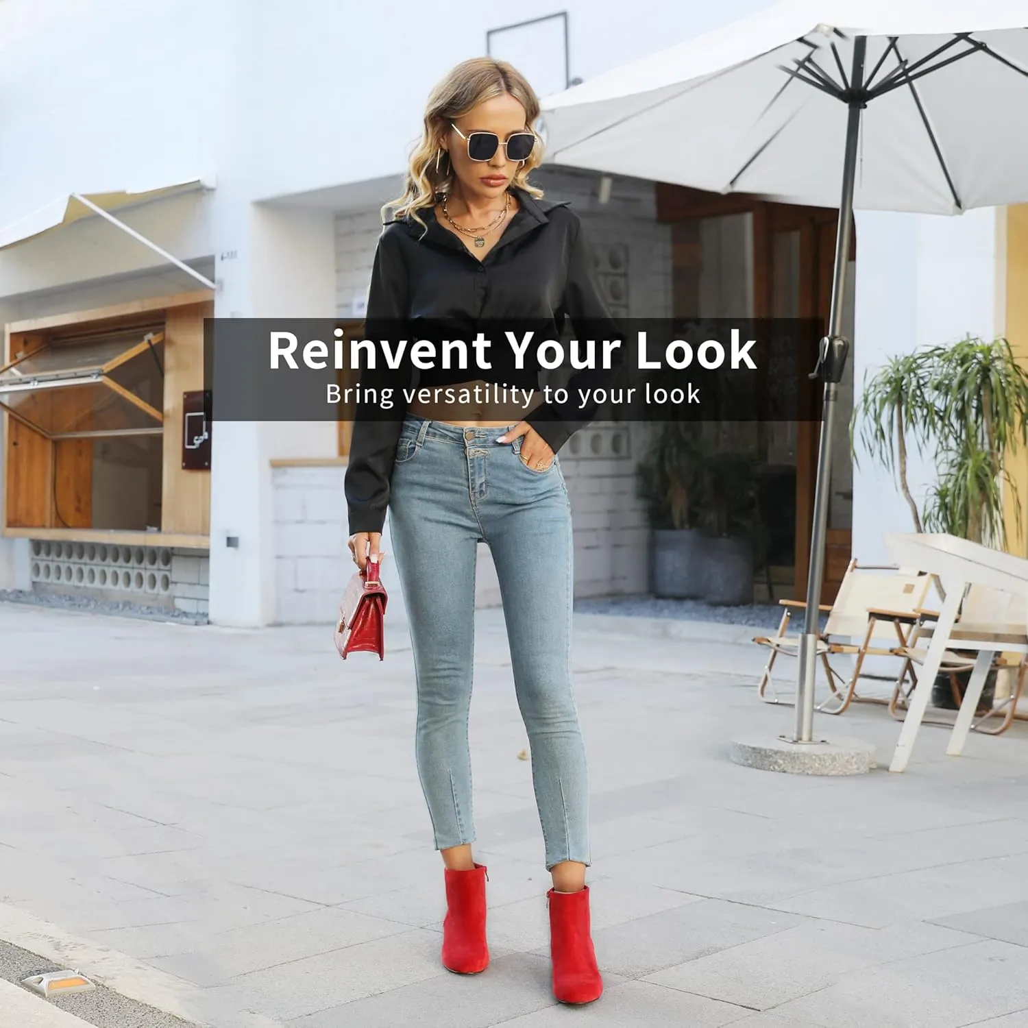 CAMSSOO Women's Fashion Short Gogo Ankle Boots Suede Boots Low Mid Block Heel Boots Side Zipper Booties Shoes