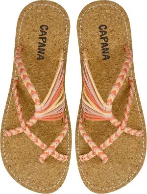 Capana Woven Women's Flat Sandals - Strappy Braided Beach Sandals for Dressy Summer, Rope Bohemian Spring Casual Womens Shoes, Comfy Boho Flats for Teen Girls Oceanbliss