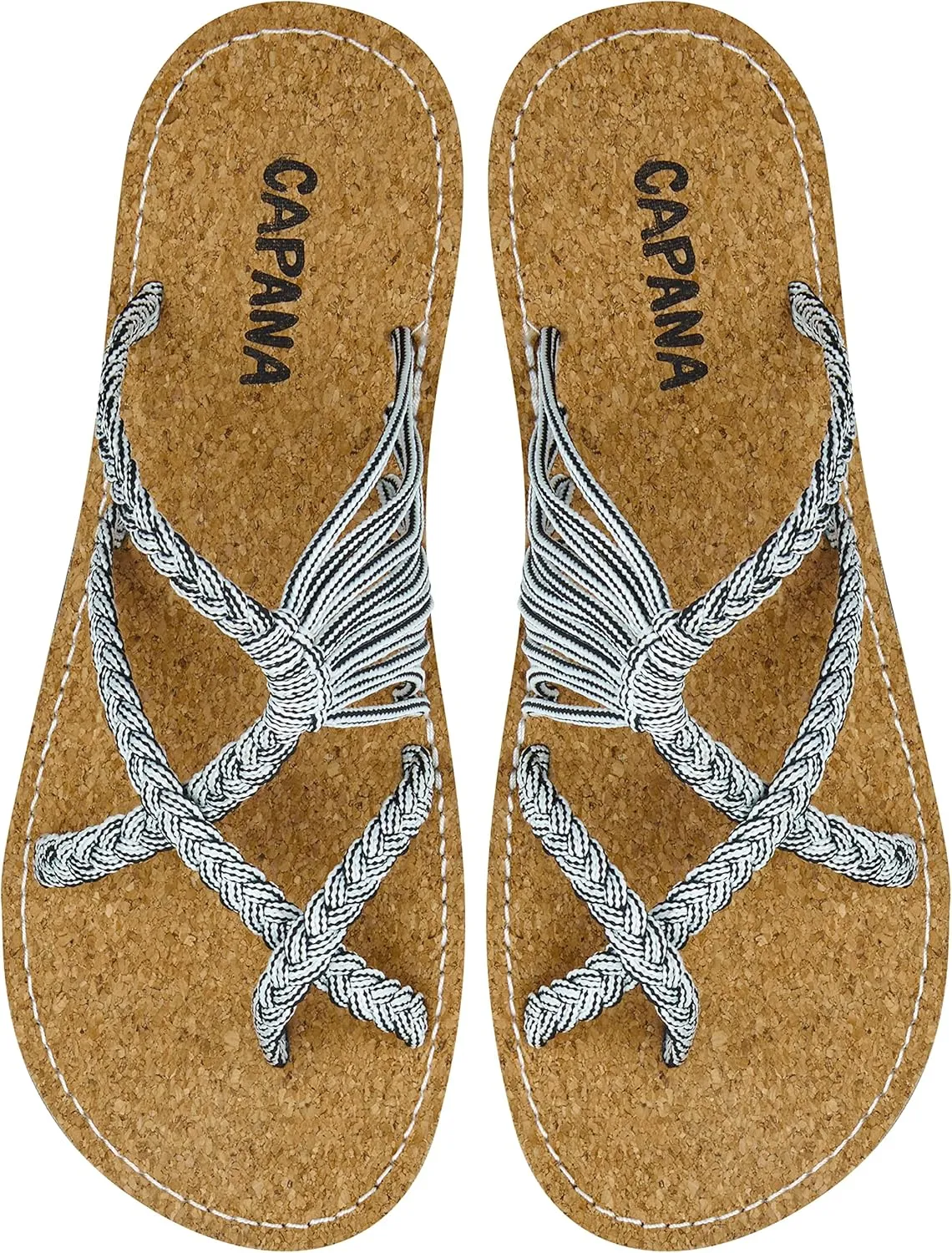 Capana Woven Women's Flat Sandals - Strappy Braided Beach Sandals for Dressy Summer, Rope Bohemian Spring Casual Womens Shoes, Comfy Boho Flats for Teen Girls Oceanbliss