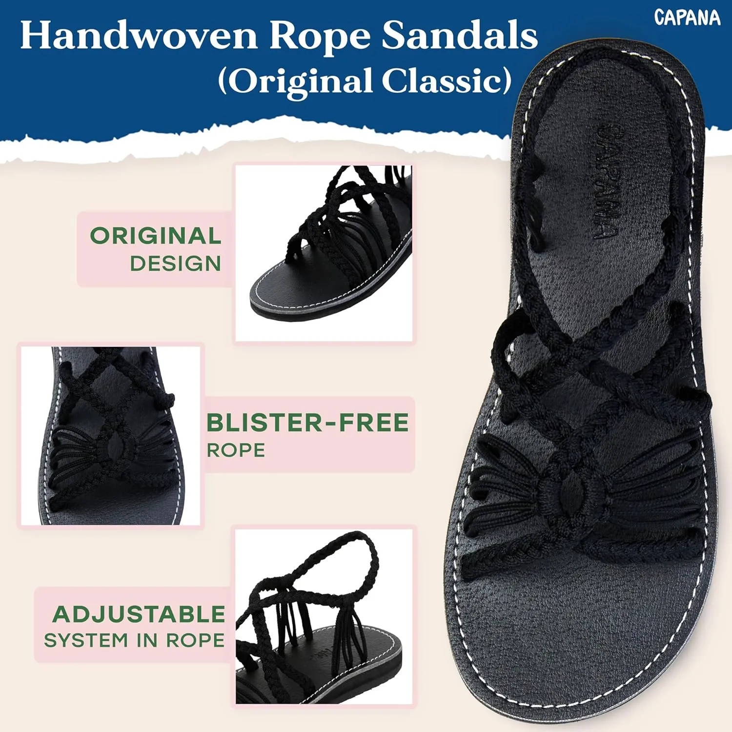 Capana Woven Women's Flat Sandals - Strappy Braided, Beach Sandals for Women Dressy Summer, Rope Bohemian Sandals, Spring Casual Womens Shoes, Comfy Boho Flats for Teen Girls – Relax (2nd Version)