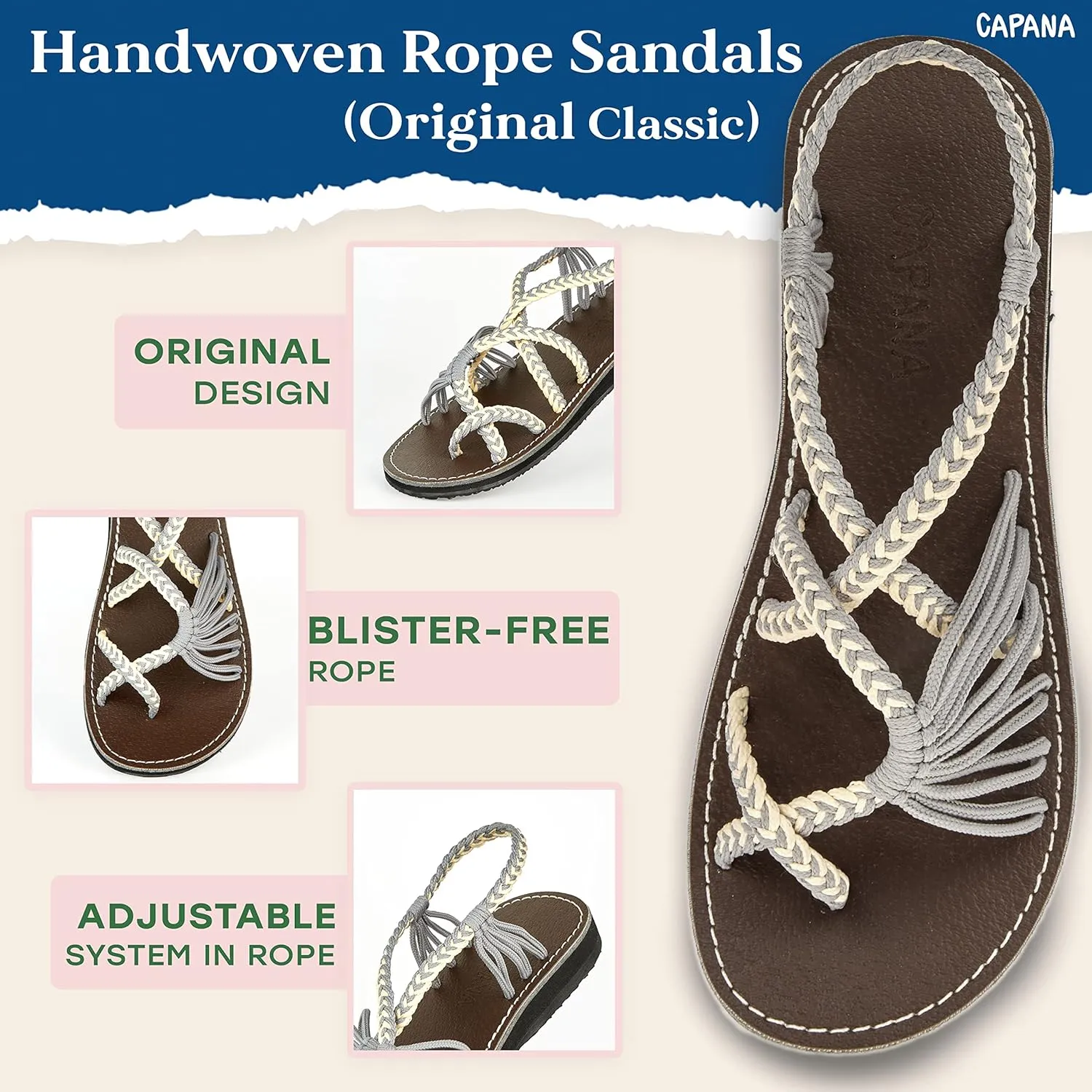 Capana Woven Women's Flat Sandals - Strappy Braided Sandals, Beach Sandals for Women Dressy Summer, Rope Bohemian Sandals, Spring Casual Womens Shoes, Comfy Boho Flats for Teen Girls – Banyan