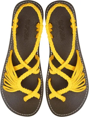 Capana Woven Women's Flat Sandals - Strappy Braided Sandals, Beach Sandals for Women Dressy Summer, Rope Bohemian Sandals, Spring Casual Womens Shoes, Comfy Boho Flats for Teen Girls – Banyan