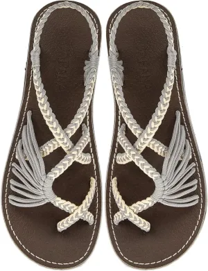 Capana Woven Women's Flat Sandals - Strappy Braided Sandals, Beach Sandals for Women Dressy Summer, Rope Bohemian Sandals, Spring Casual Womens Shoes, Comfy Boho Flats for Teen Girls – Banyan