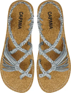 Capana Woven Women's Flat Sandals - Strappy Braided Sandals, Beach Sandals for Women Dressy Summer, Rope Bohemian Sandals, Spring Casual Womens Shoes, Comfy Boho Flats for Teen Girls – Banyan