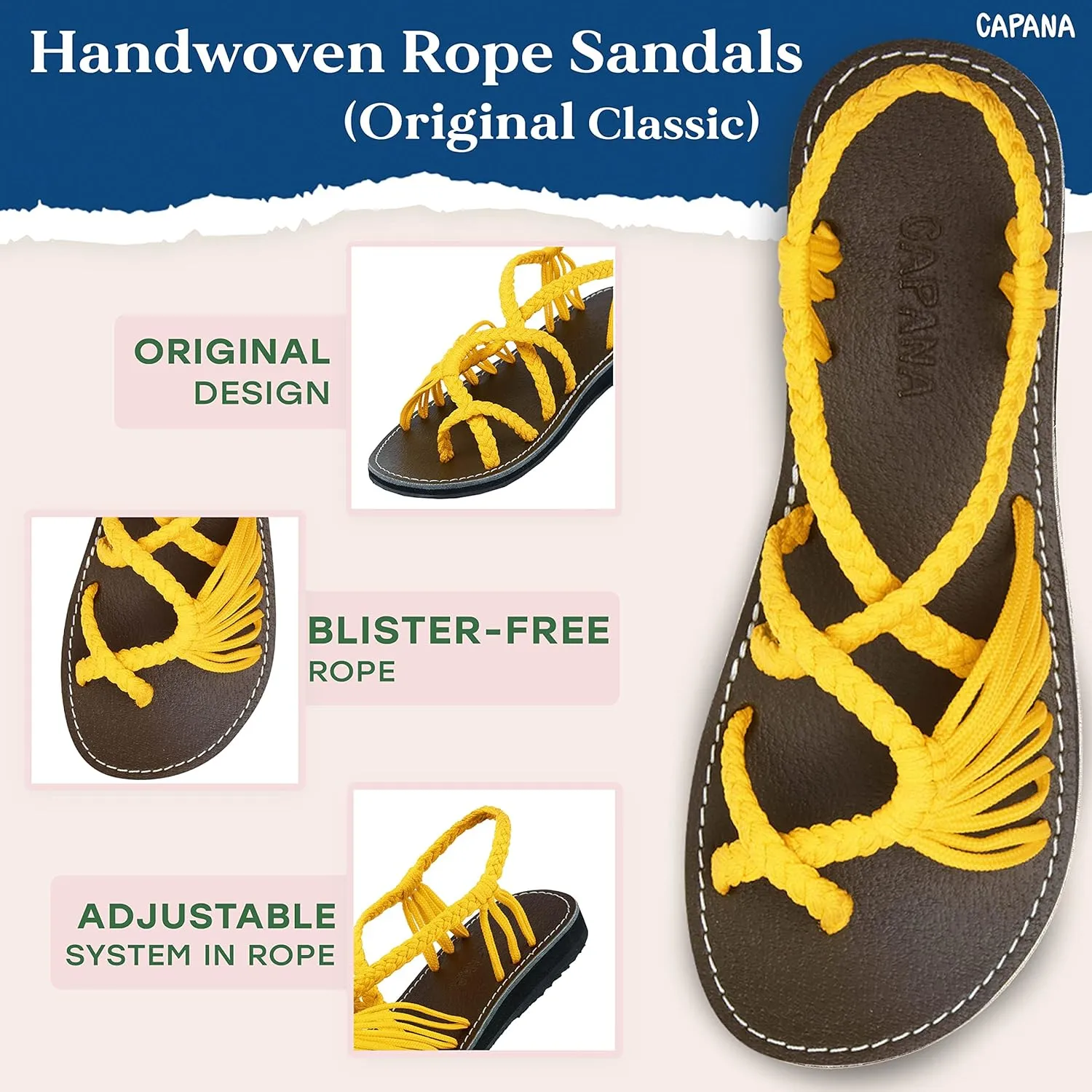 Capana Woven Women's Flat Sandals - Strappy Braided Sandals, Beach Sandals for Women Dressy Summer, Rope Bohemian Sandals, Spring Casual Womens Shoes, Comfy Boho Flats for Teen Girls – Banyan