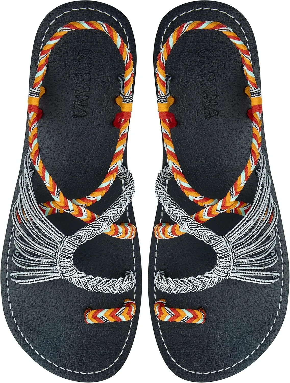 Capana Woven Women's Flat Sandals - Strappy Braided Sandals, Beach Sandals for Women Dressy Summer, Rope Bohemian Sandals, Spring Casual Womens Shoes, Comfy Boho Flats for Teen Girls – Commune