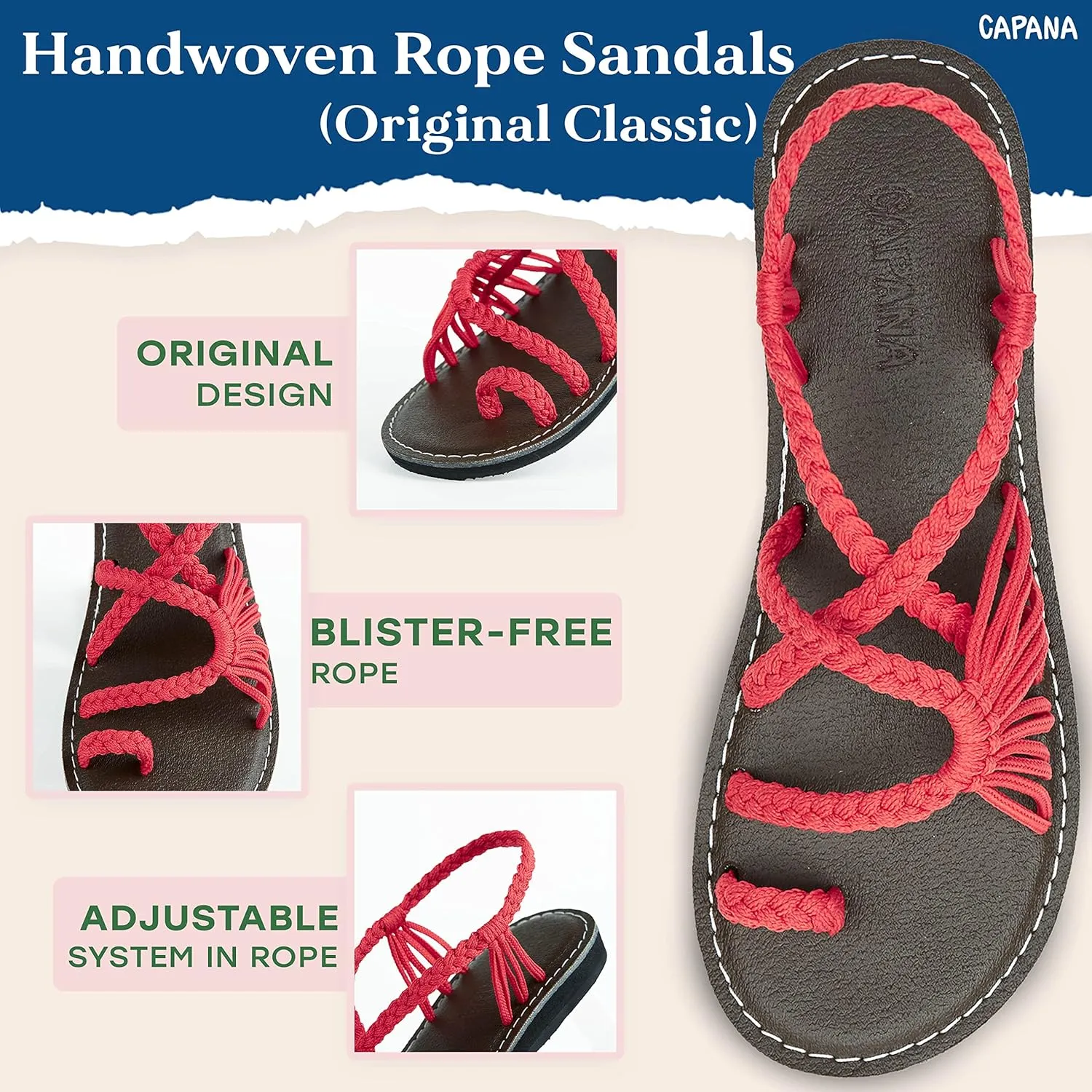 Capana Woven Women's Flat Sandals - Strappy Braided Sandals, Beach Sandals for Women Dressy Summer, Rope Bohemian Sandals, Spring Casual Womens Shoes, Comfy Boho Flats for Teen Girls – Commune