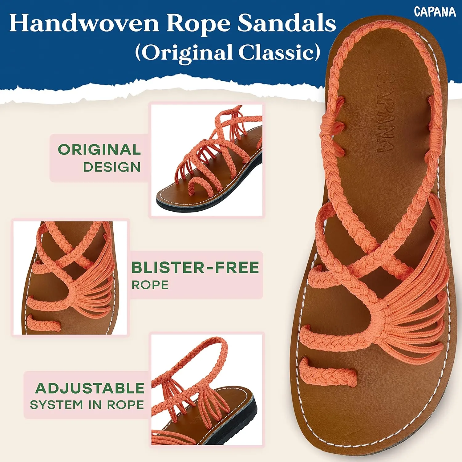 Capana Woven Women's Flat Sandals - Strappy Braided Sandals, Beach Sandals for Women Dressy Summer, Rope Bohemian Sandals, Spring Casual Womens Shoes, Comfy Boho Flats for Teen Girls – Commune