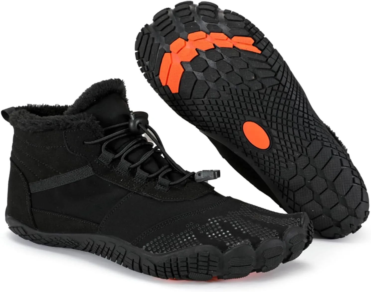 CERYTHRINA Men Women Barefoot Shoes Winter Wide Toe Box Walking Boots Plush Lined Warm Snow Boots Outdoor Anti-Slip Ankle Boots