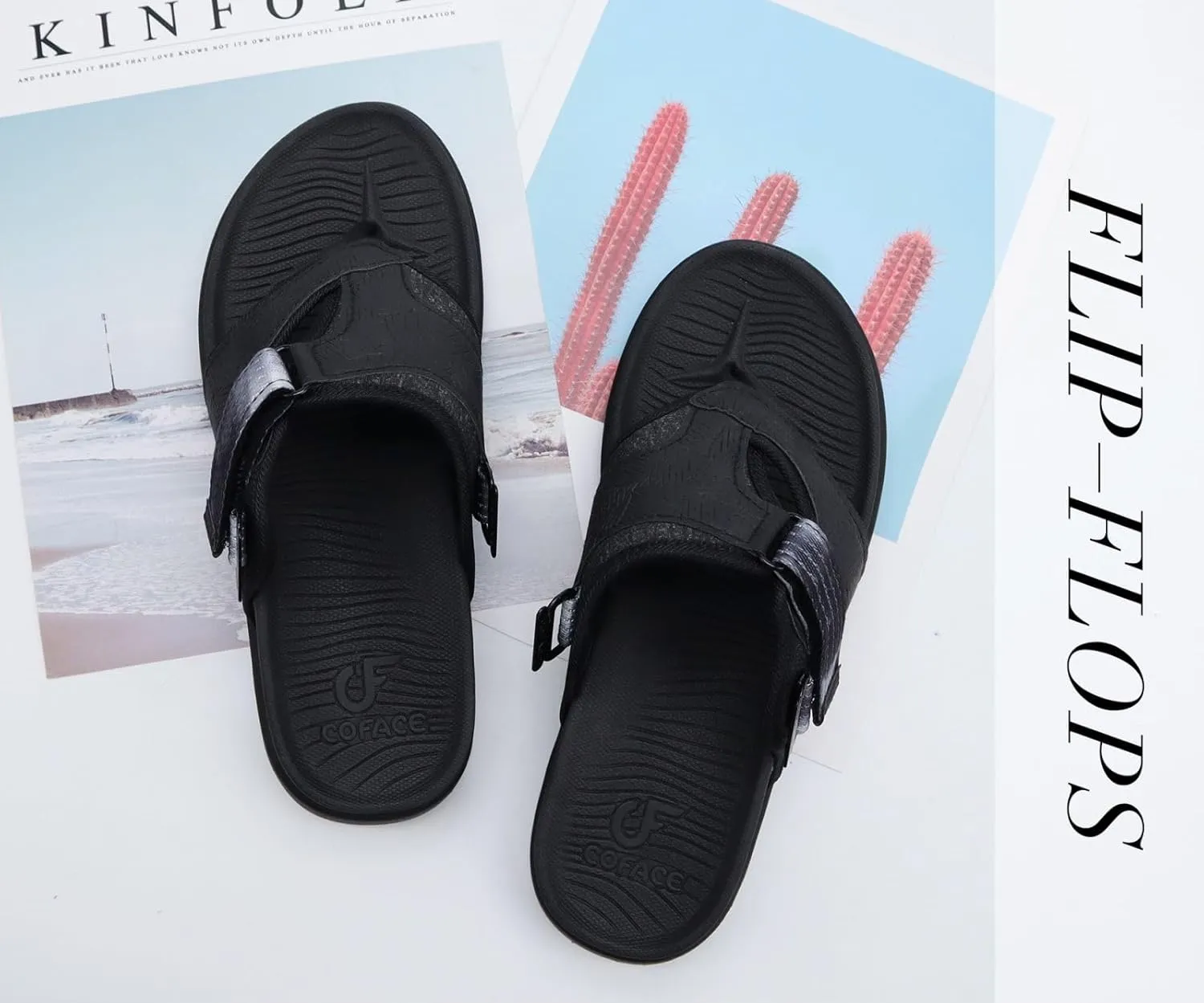 COFACE Flip Flops Sandals for Women Ladies Lightweight Athletic Soft Cushion Walking Sandals Orthotic Orthopedic Thong Sandals With Comfortable Arch Support Outdoor Beach Summer (US Size 6-12)