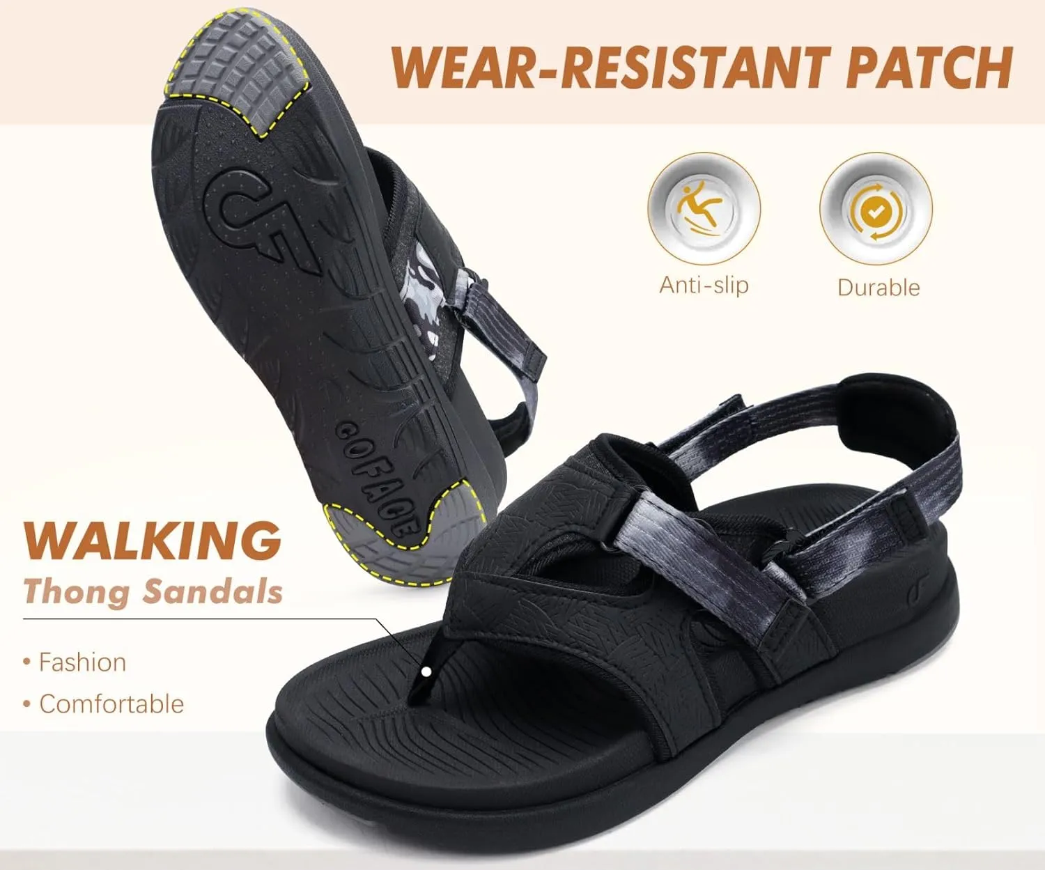 COFACE Flip Flops Sandals for Women Ladies Lightweight Athletic Soft Cushion Walking Sandals Orthotic Orthopedic Thong Sandals With Comfortable Arch Support Outdoor Beach Summer (US Size 6-12)