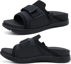 COFACE Women’s Orthotic Sandals Comfortable Plantar Fasciitis Arch Support Sandal Slippers Ladies Fashion Fabric Kint Slides Sandals with Lightweight Athletic Soft Cushion Footbed (US Size 5-11)
